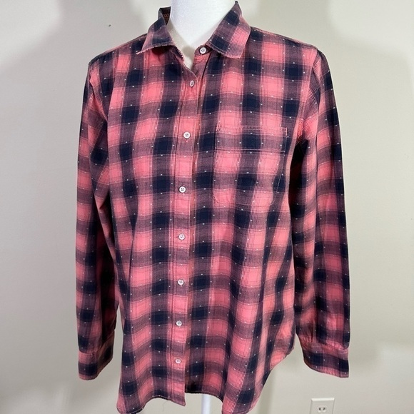 Stylus sz lg button down shirt in a blue and pink plaid - Picture 1 of 12